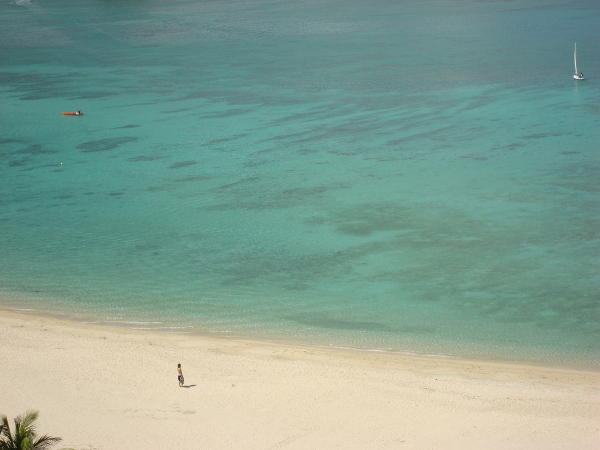 9階客室から見た海と人