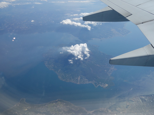 機内から見えた桜島